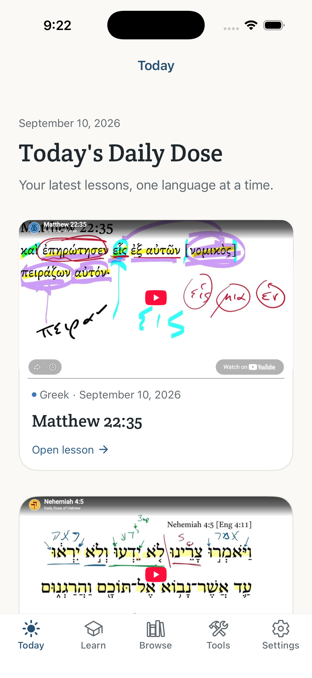 Today’s Daily Dose lesson in the mobile app