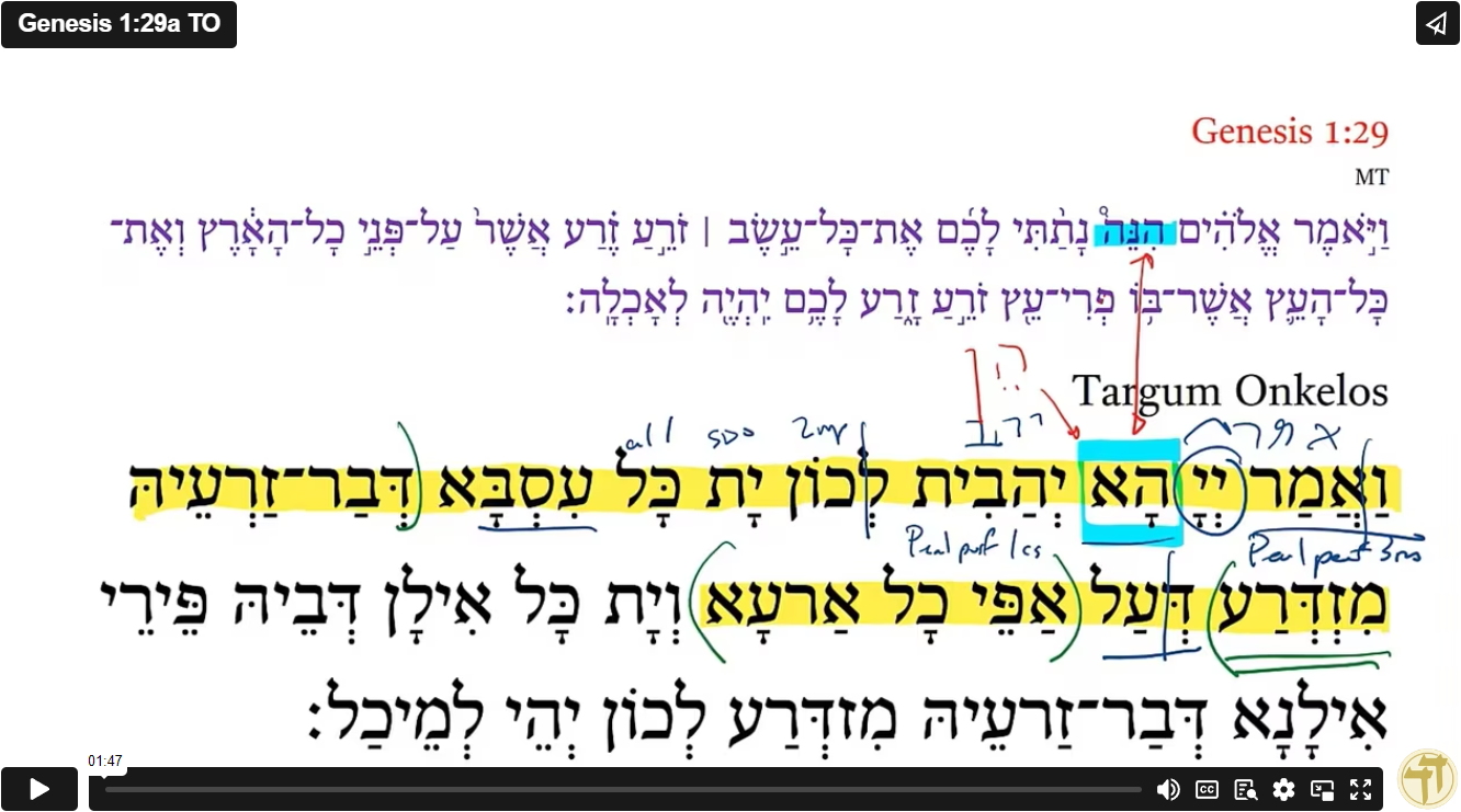 Genesis 1:29a TO