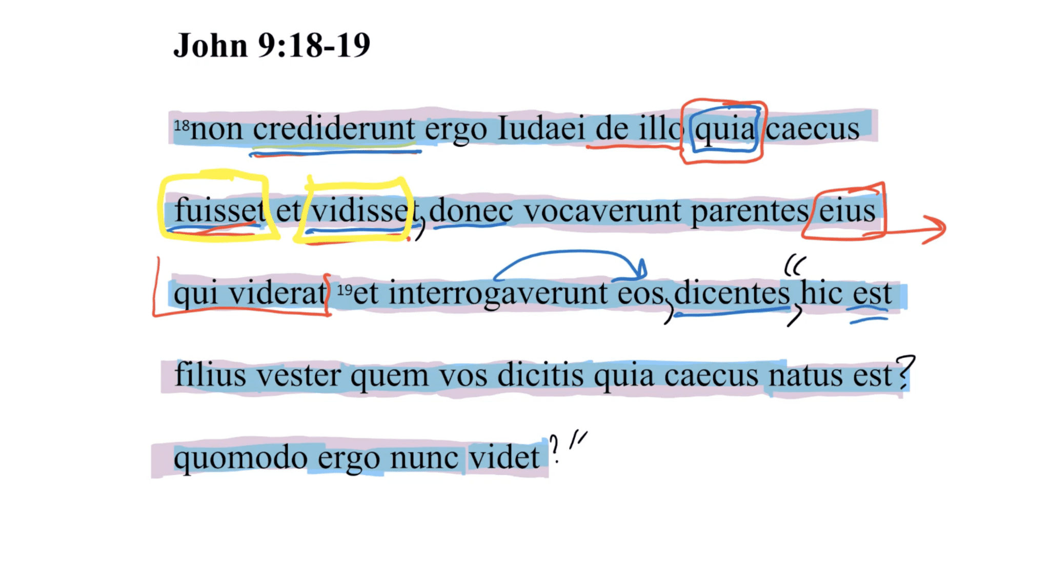 John 9:18-19 Latin Vulgate