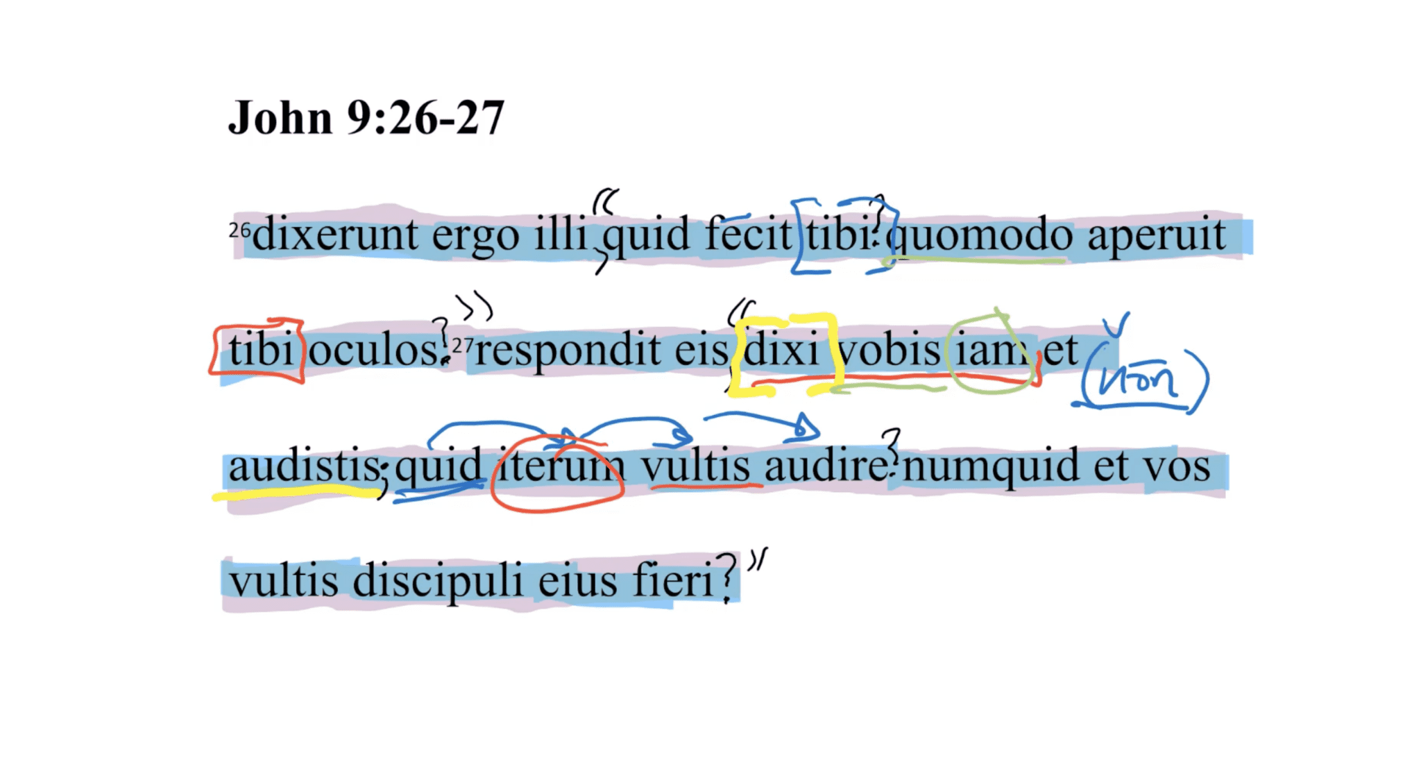John 9:26-27 Latin Vulgate
