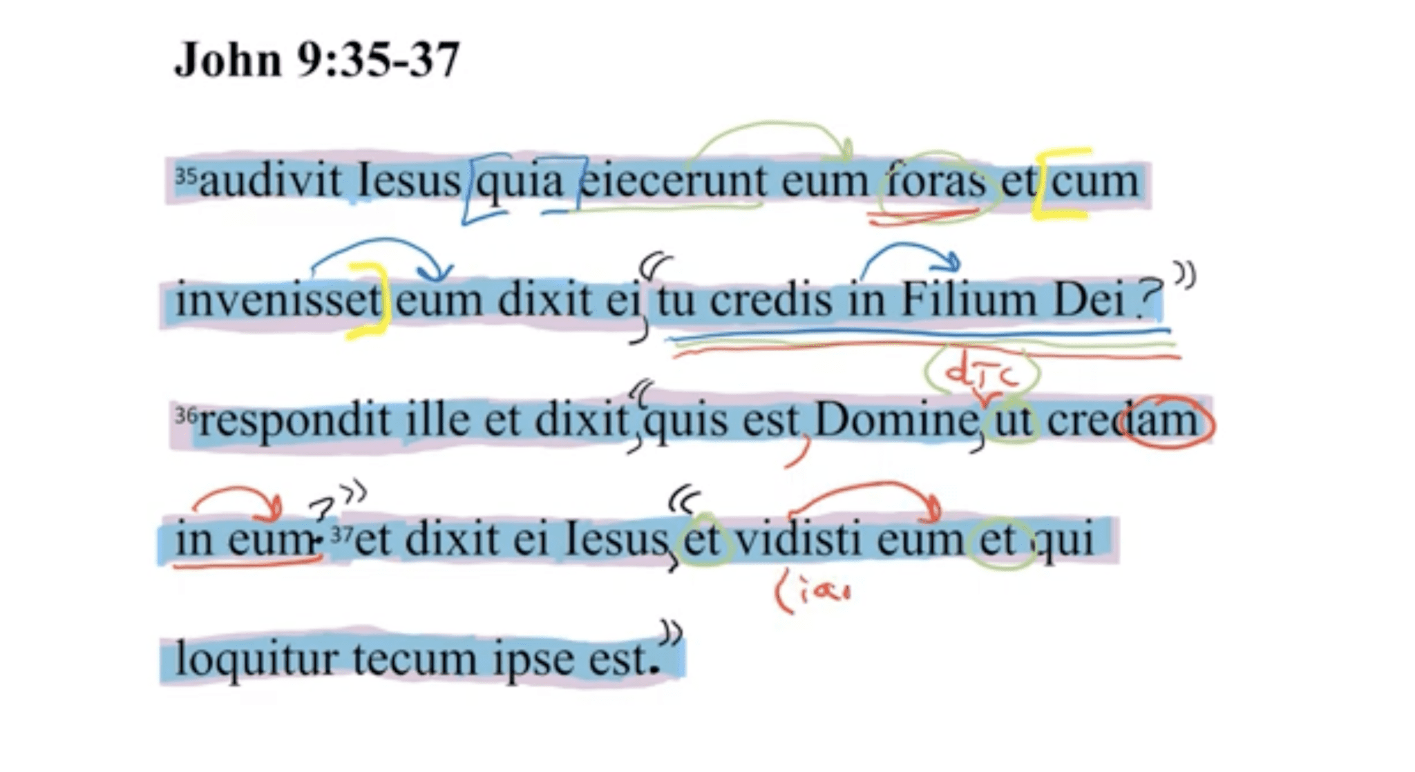 John 9:35-37 Latin Vulgate
