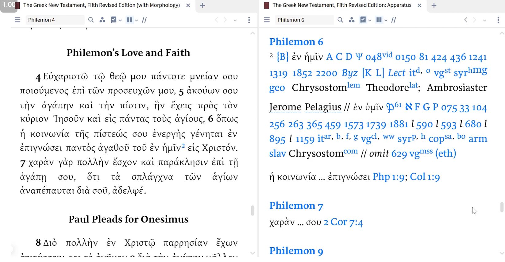 Understanding UBS5 Textual Variant Information, Philemon, verse 6