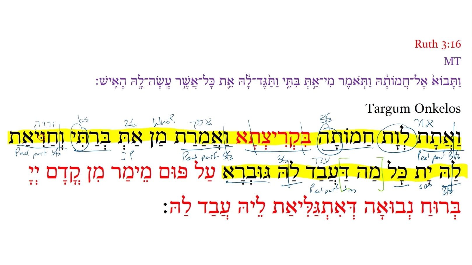 TR Ruth 3:16a