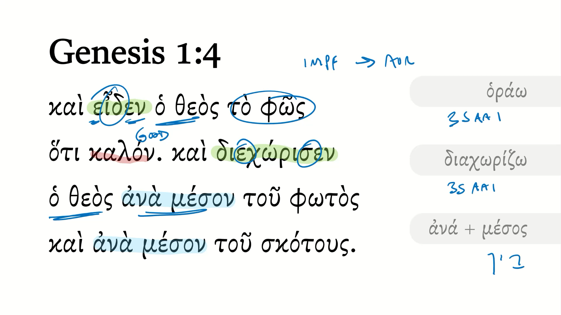 Genesis 1:4 Septuagint