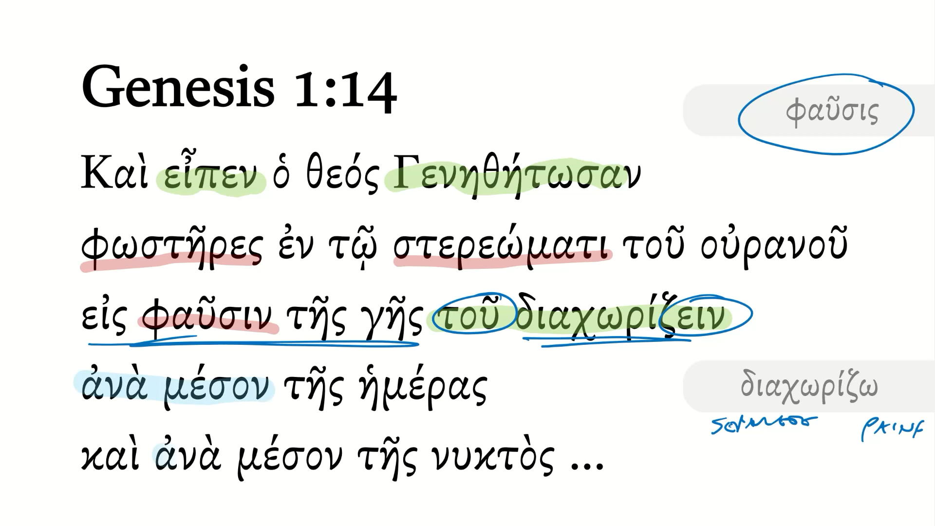 Genesis 1:14 Septuagint