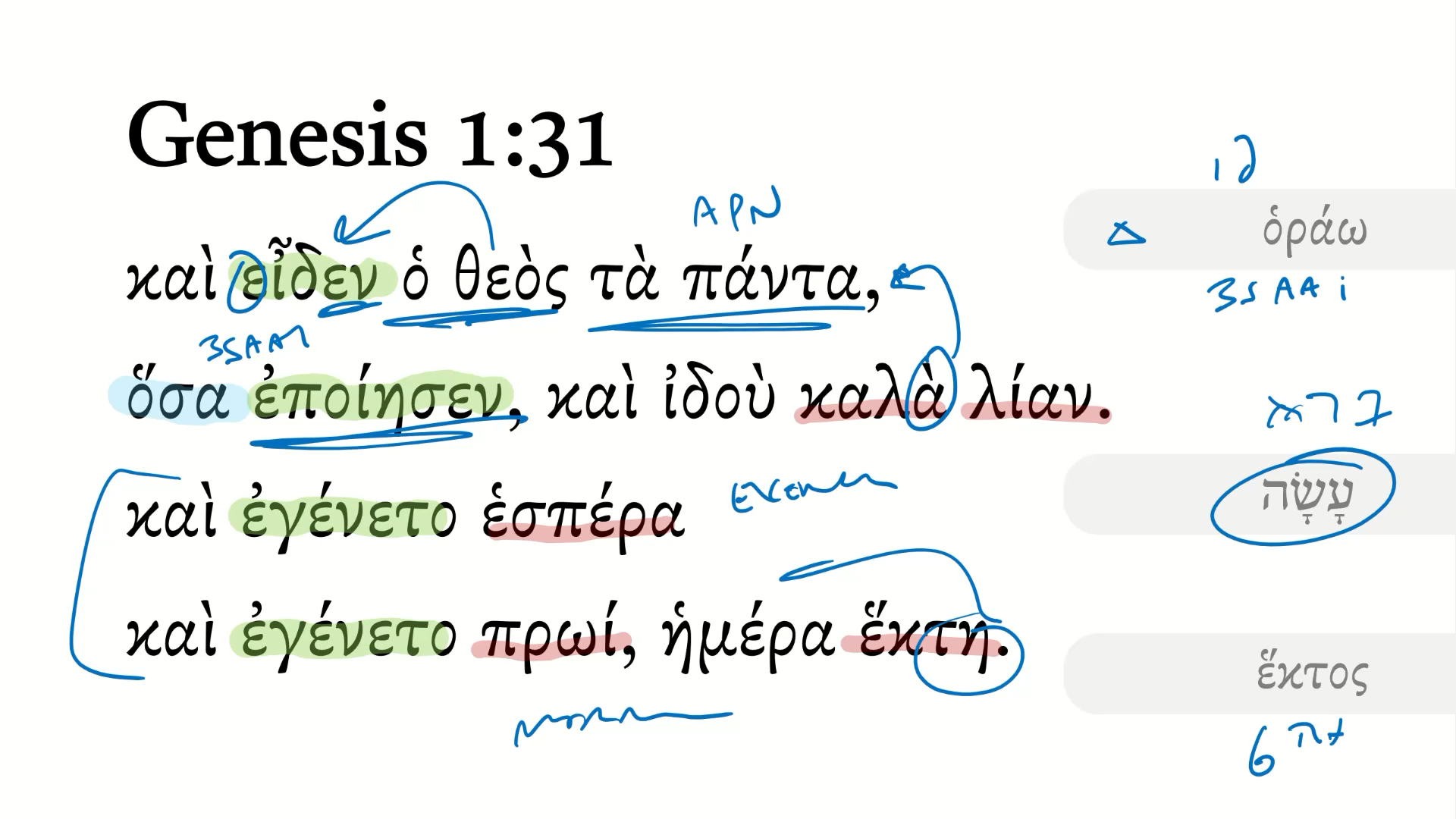 Genesis 1:31 Septuagint