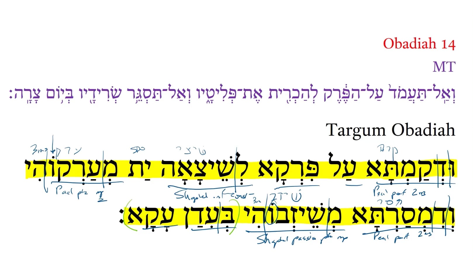 TOb Obadiah 14a