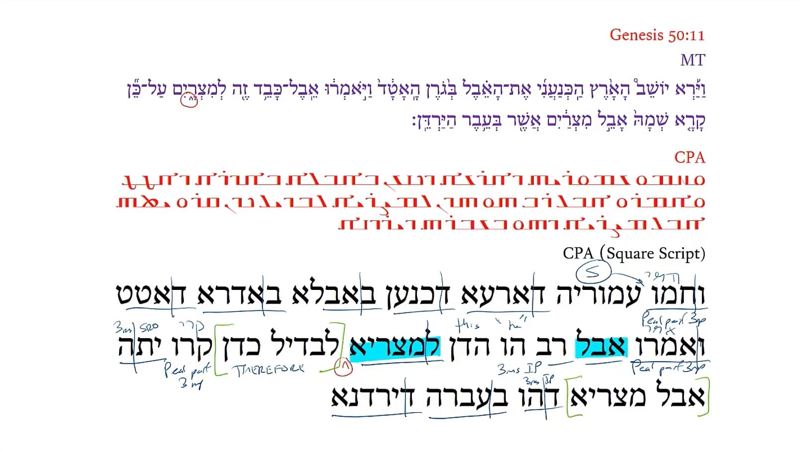 Christian Palestinian Aramaic Genesis 50:11b