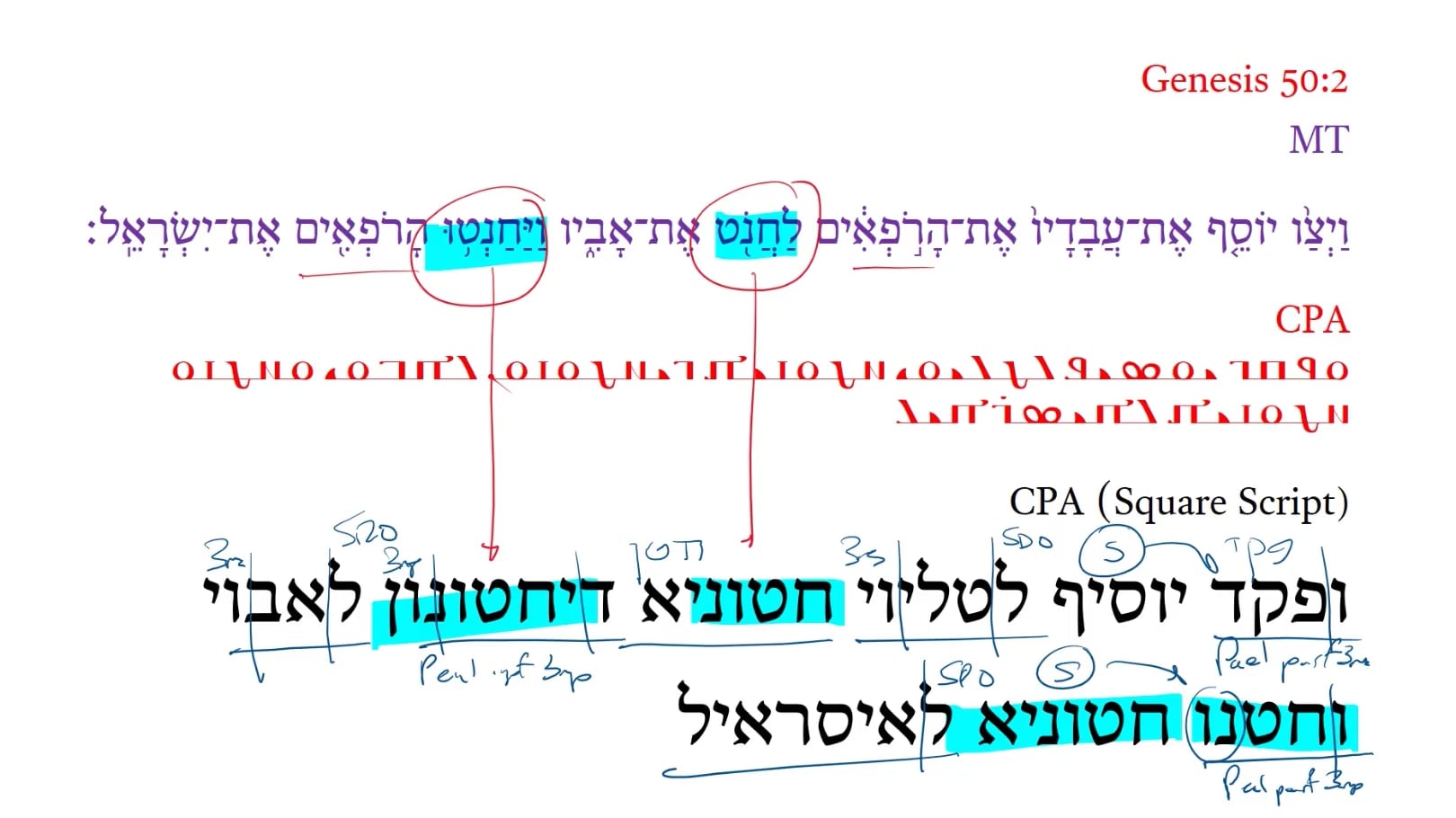 Christian Palestinian Aramaic Genesis 50:2