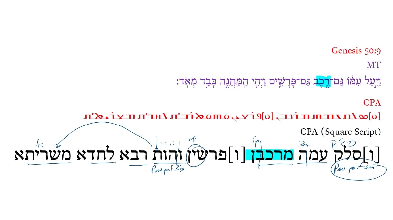 Christian Palestinian Aramaic Genesis 50:9