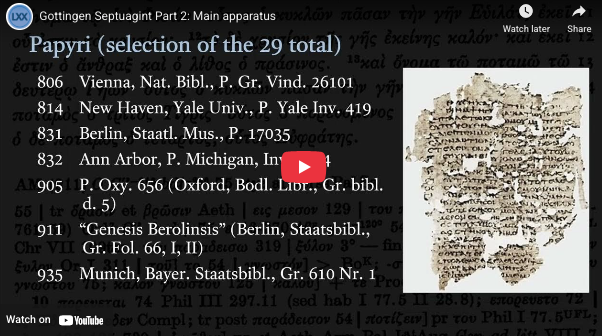 Gottingen Septuagint Part 2: Main apparatus
