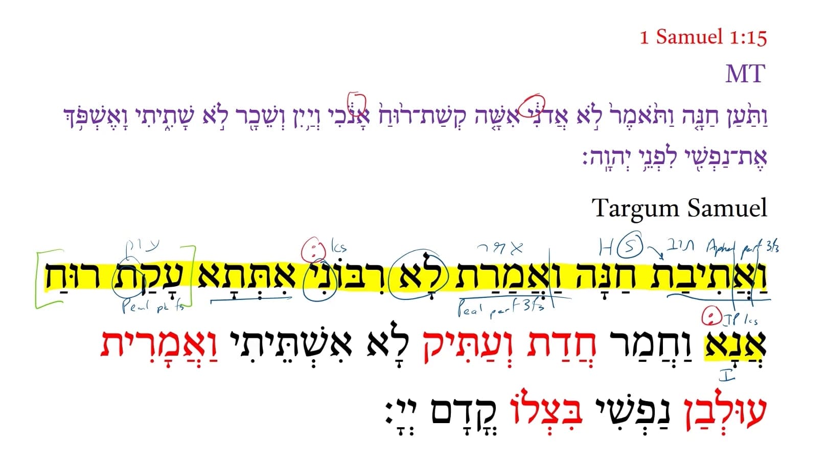 Targum 1 Samuel 1:15a