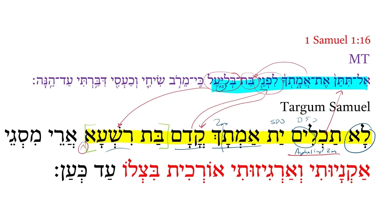 Targum 1 Samuel 1:16a