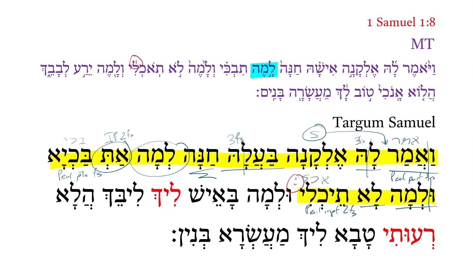 Targum 1 Samuel 1:8a