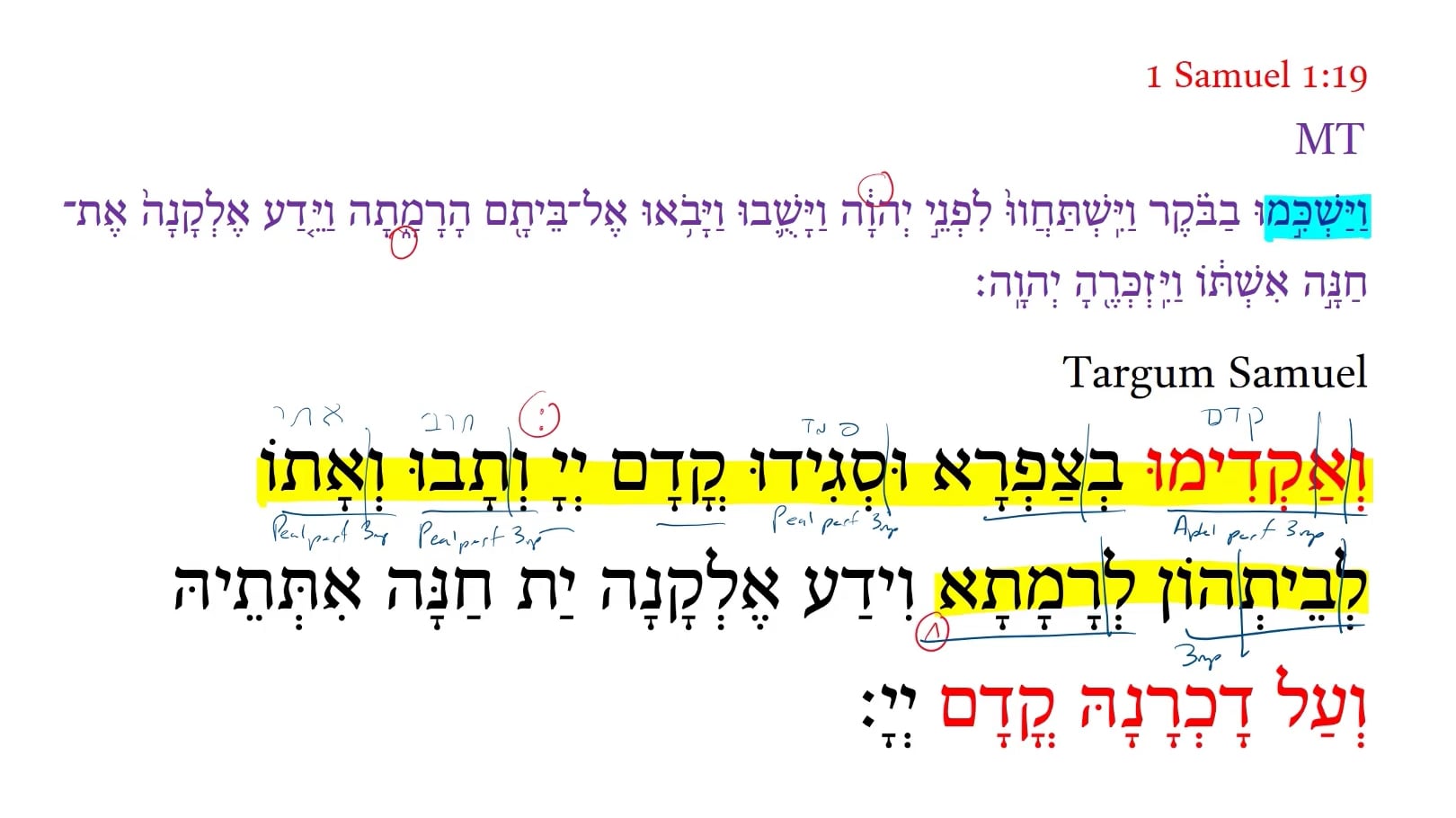Targum 1 Samuel 1:19a