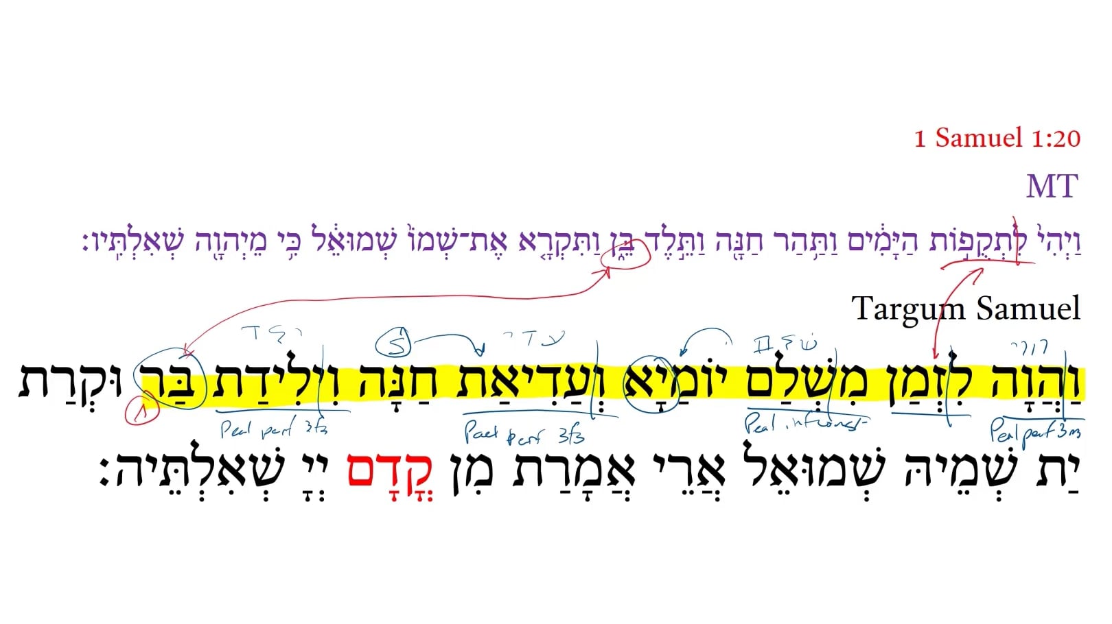 Targum 1 Samuel 1:20a