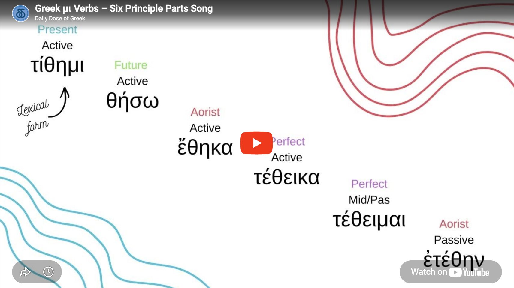 Greek μι Verbs – Six Principle Parts Song