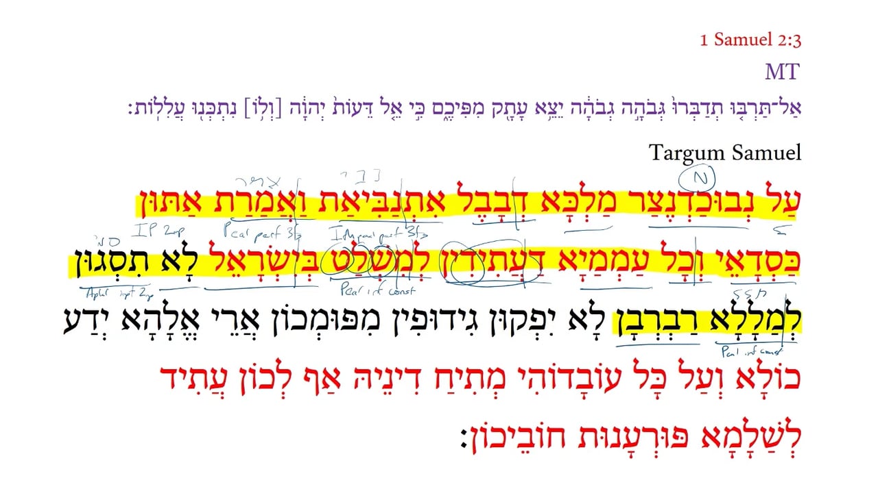 Targum 1 Samuel 2:3a