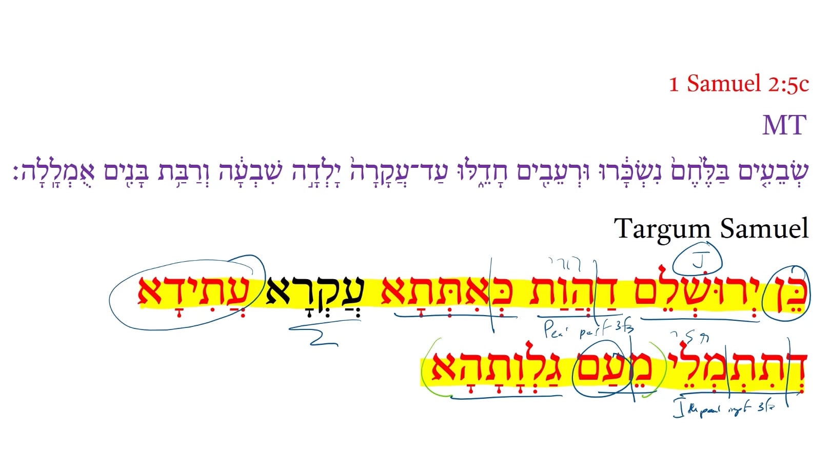 Targum 1 Samuel 2:5c