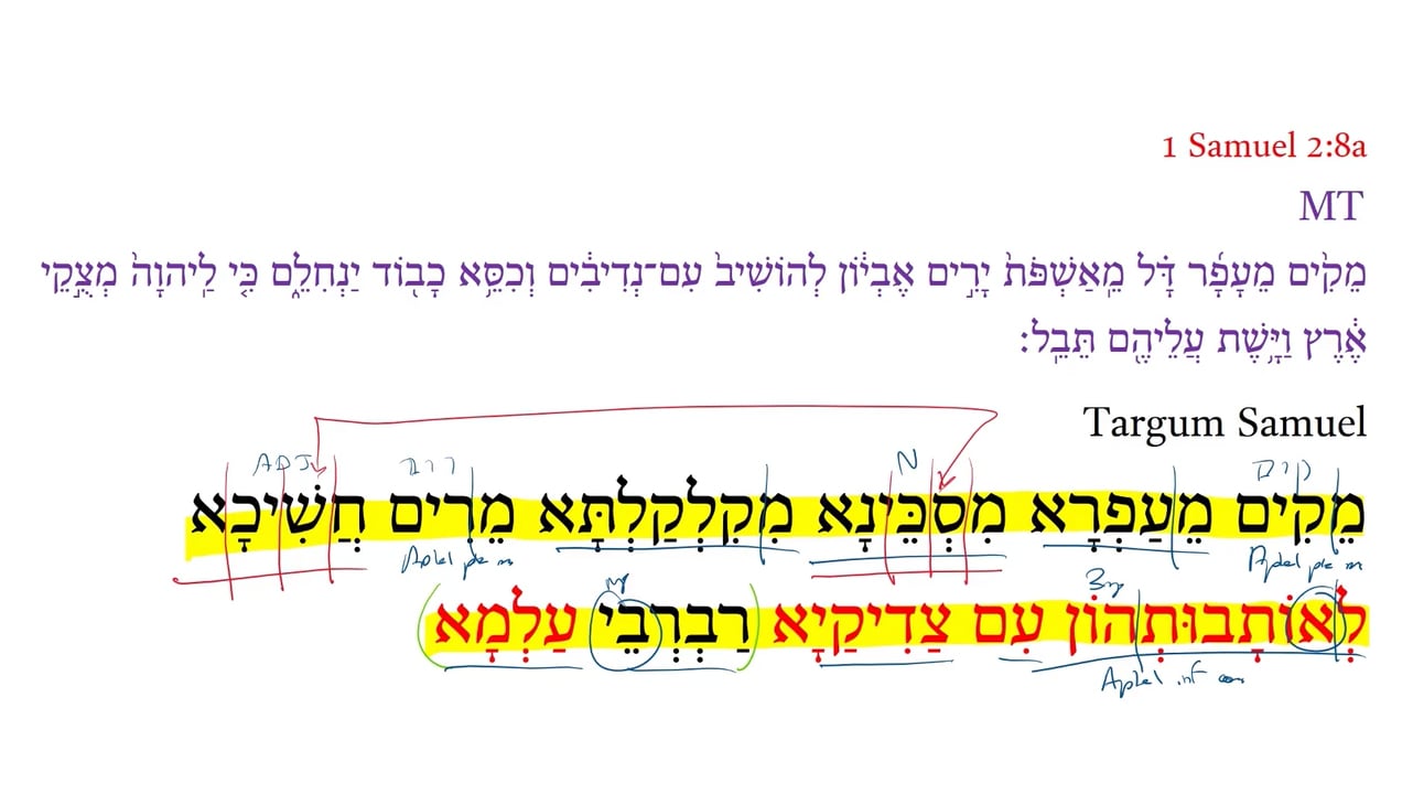 Targum 1 Samuel 2:8a