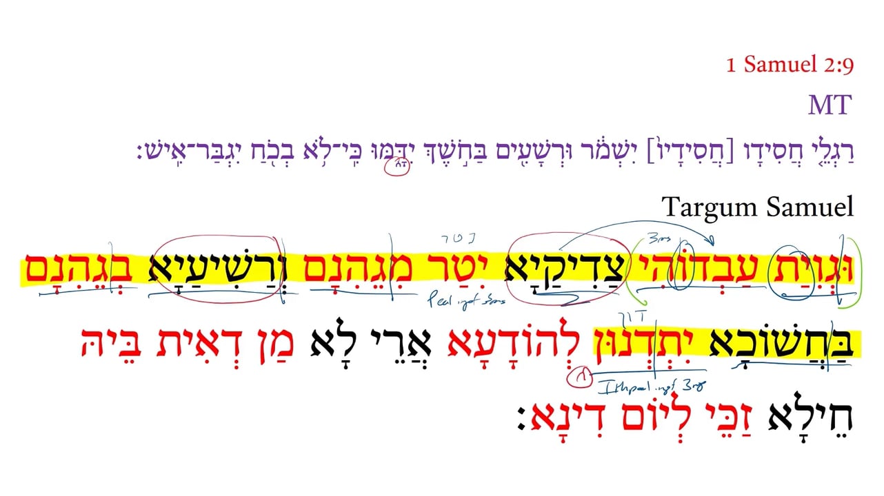 Targum 1 Samuel 2:9a