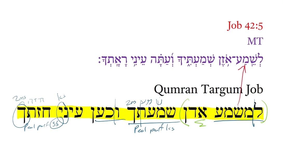 Qumran Targum Job 42:5a