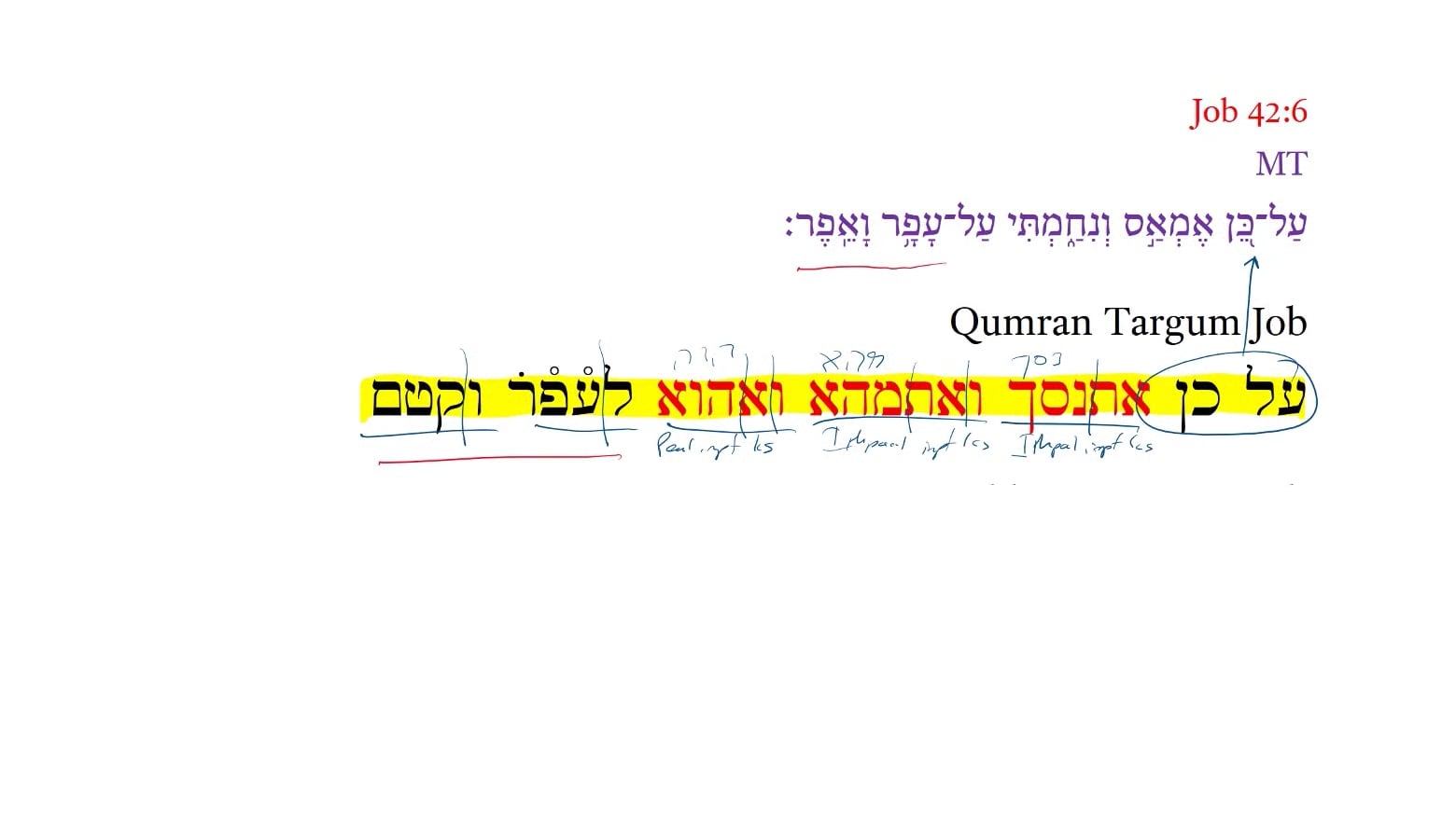 Qumran Targum Job 42:6a