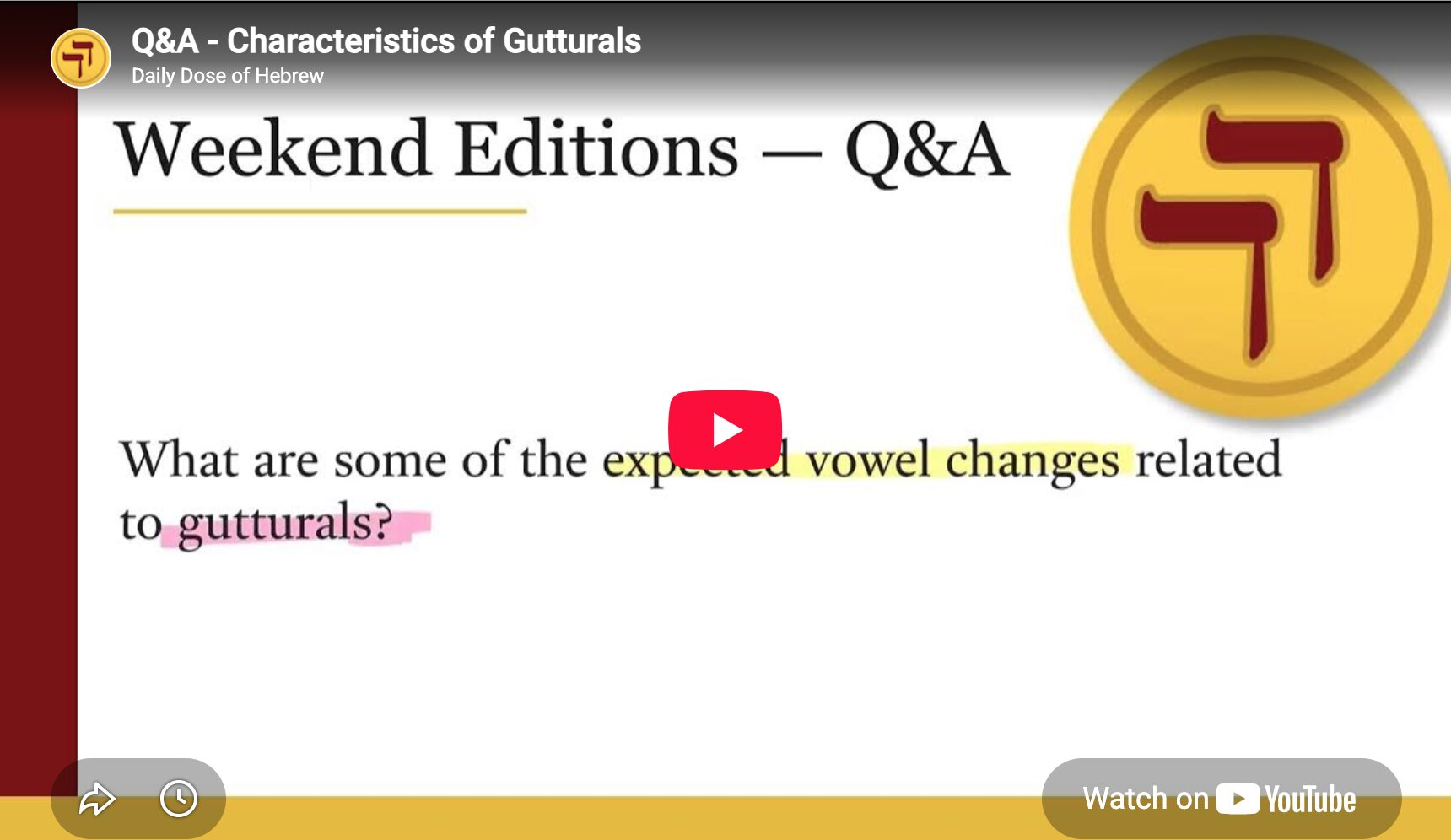 Q&A – Characteristics of Gutturals