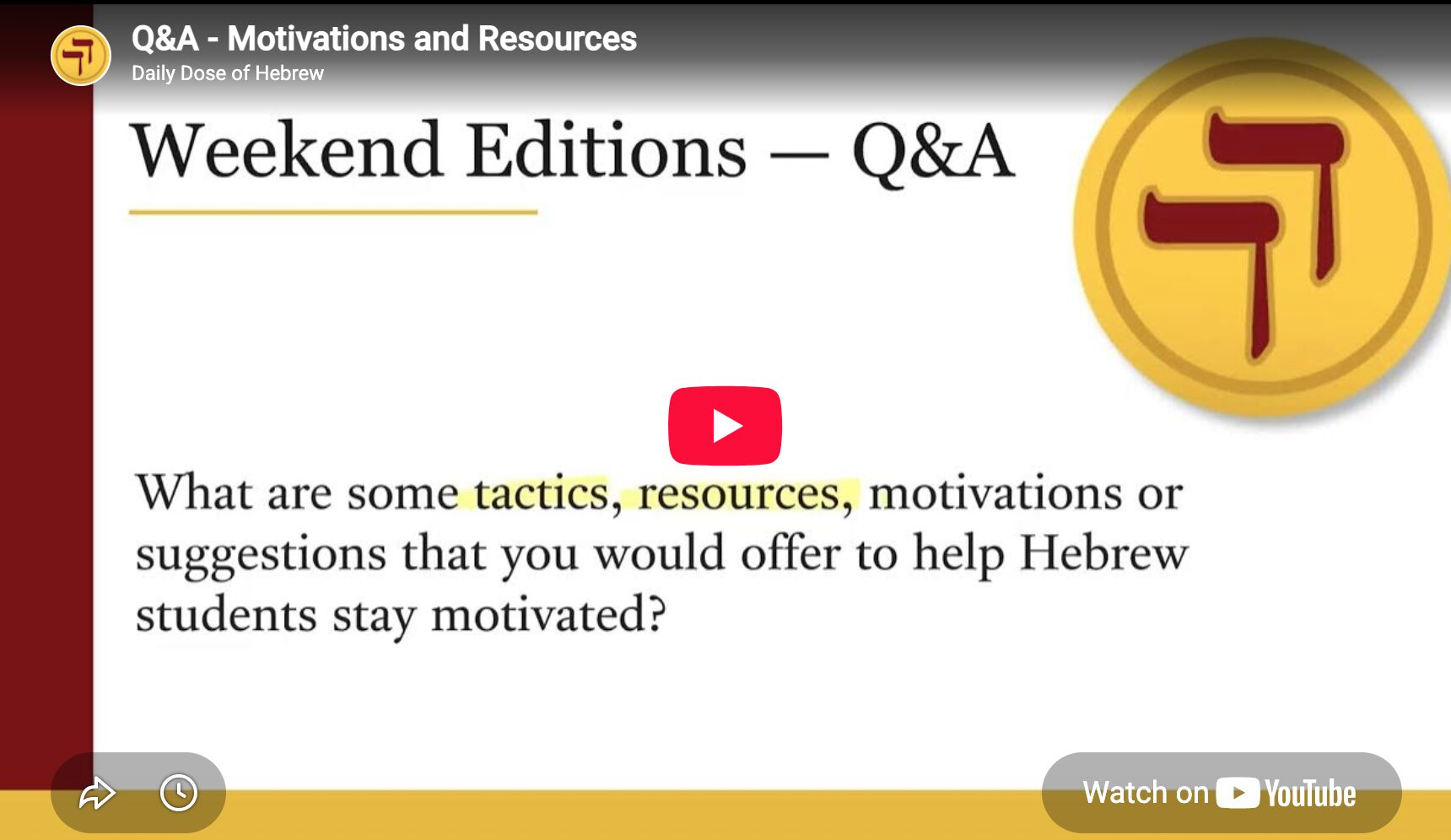 Q&A – Motivations and Resources
