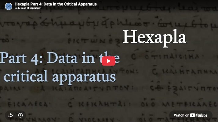 Hexapla Part 4: Data in the Critical Apparatus
