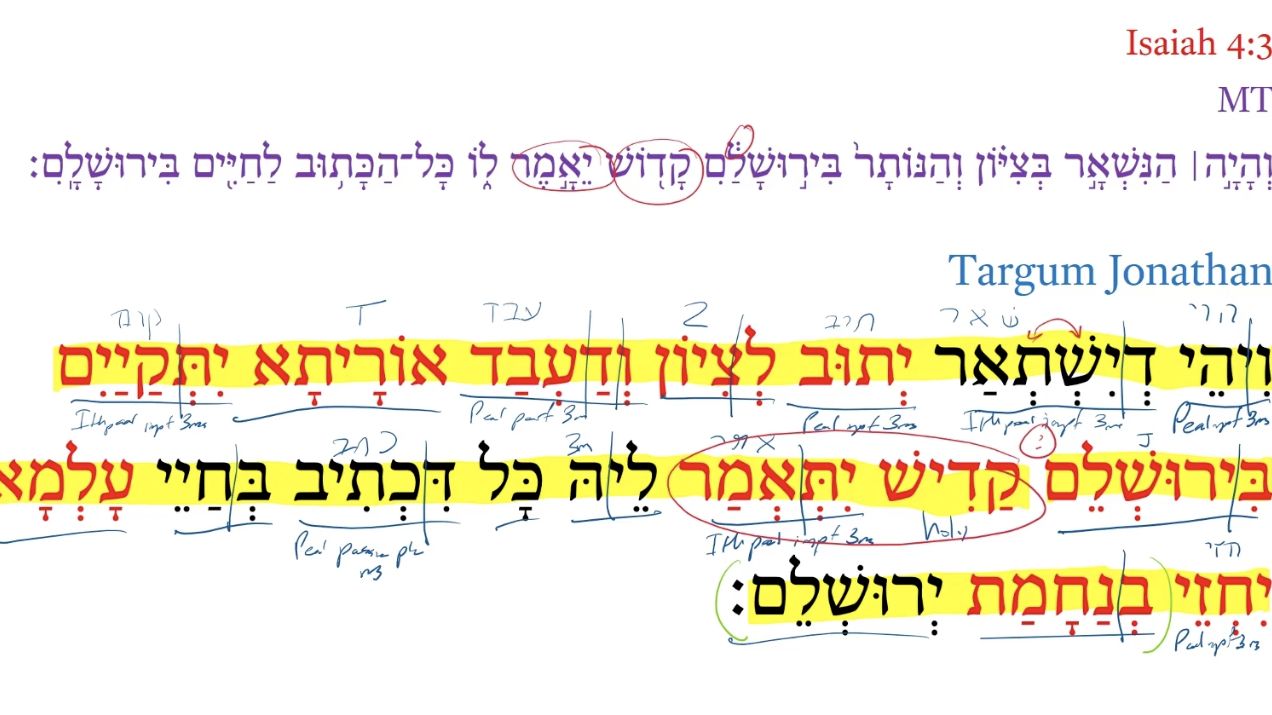 Targum Isaiah 4:3b