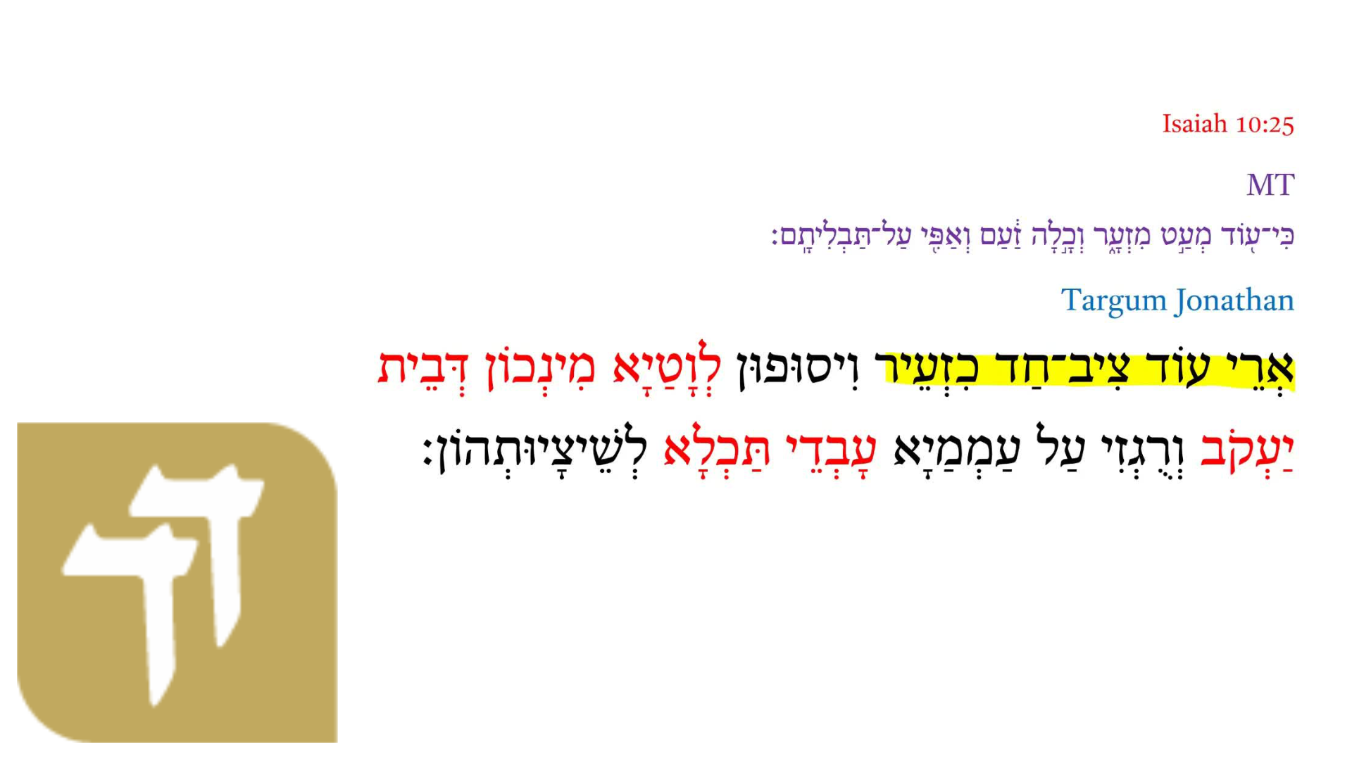 Targum Isaiah 10:25a