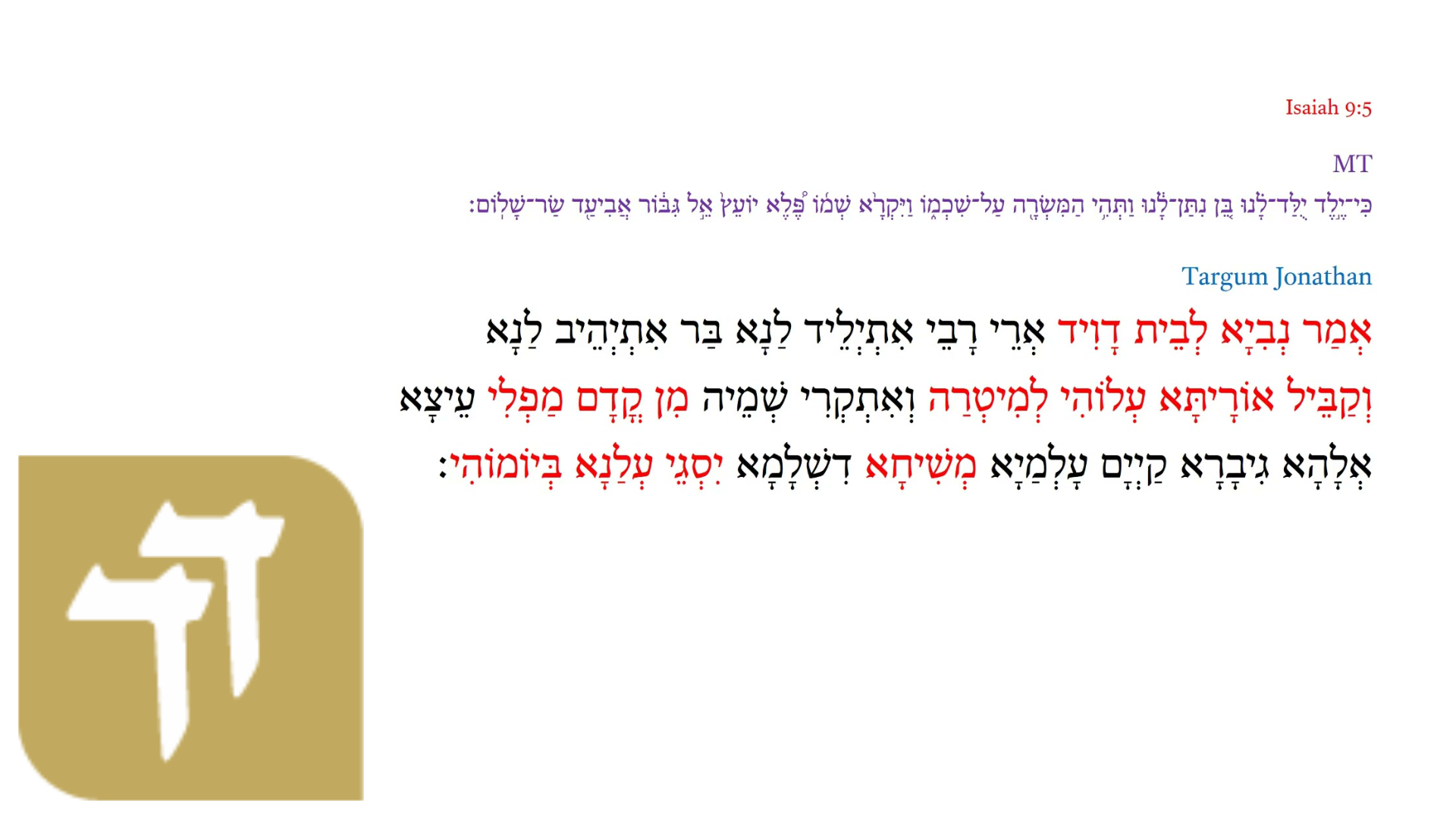 Targum Isaiah 9:5a