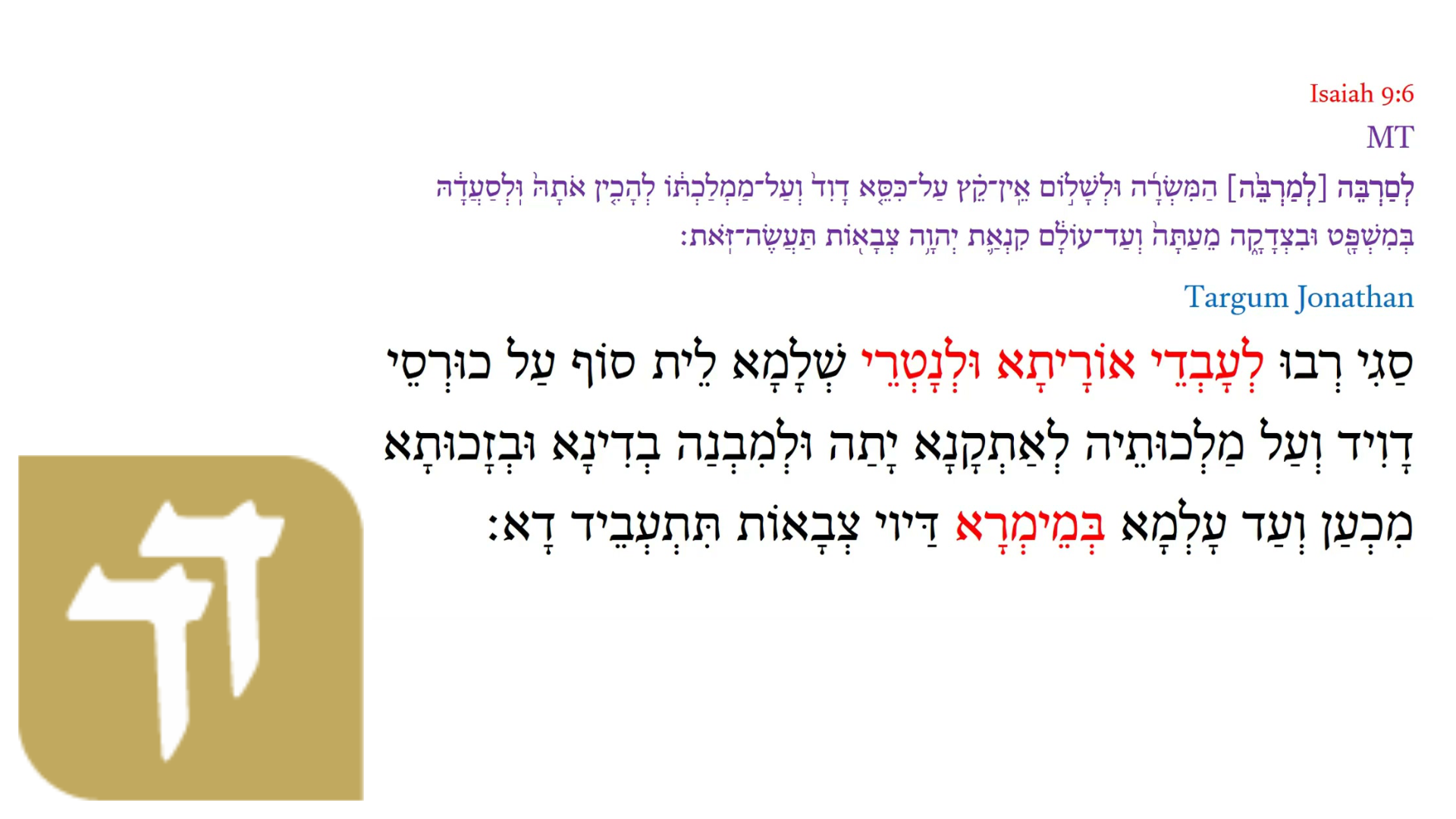 Targum Isaiah 9:6a